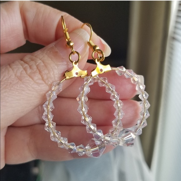 Swarovski Elements Gold Tone Hoops Earrings NWT - Picture 11 of 12